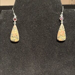 Leopard skin jasper earrings 925